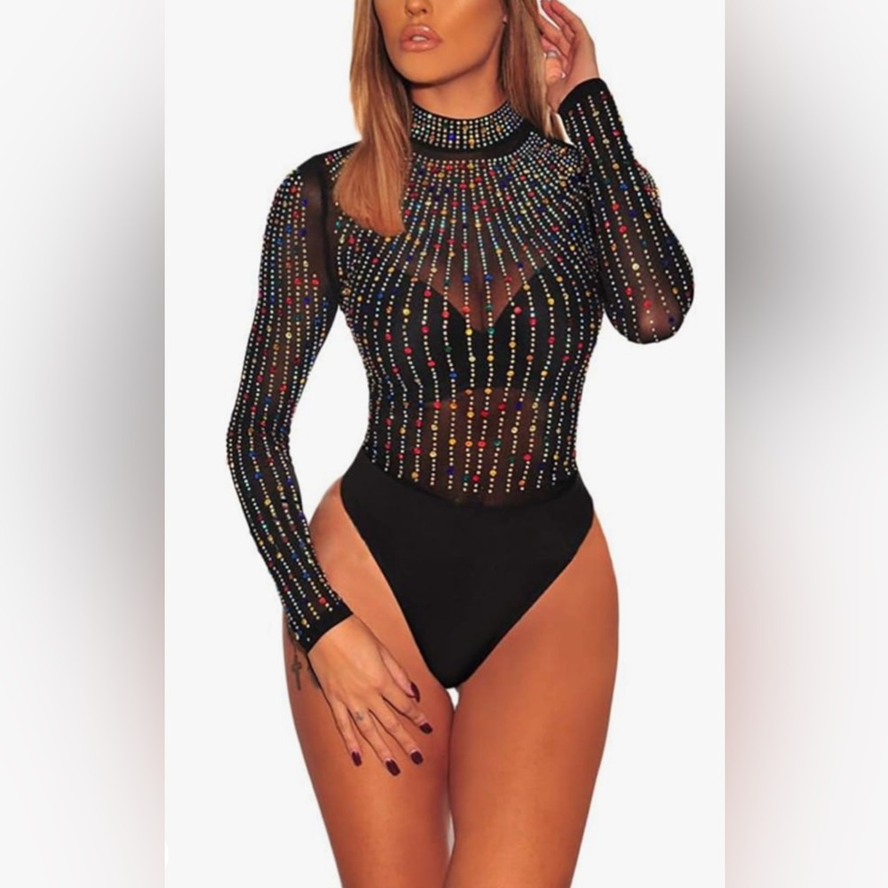 NWOT Women's SEXY Sheer Mesh Turtleneck bodysuit! Never been worn size XL